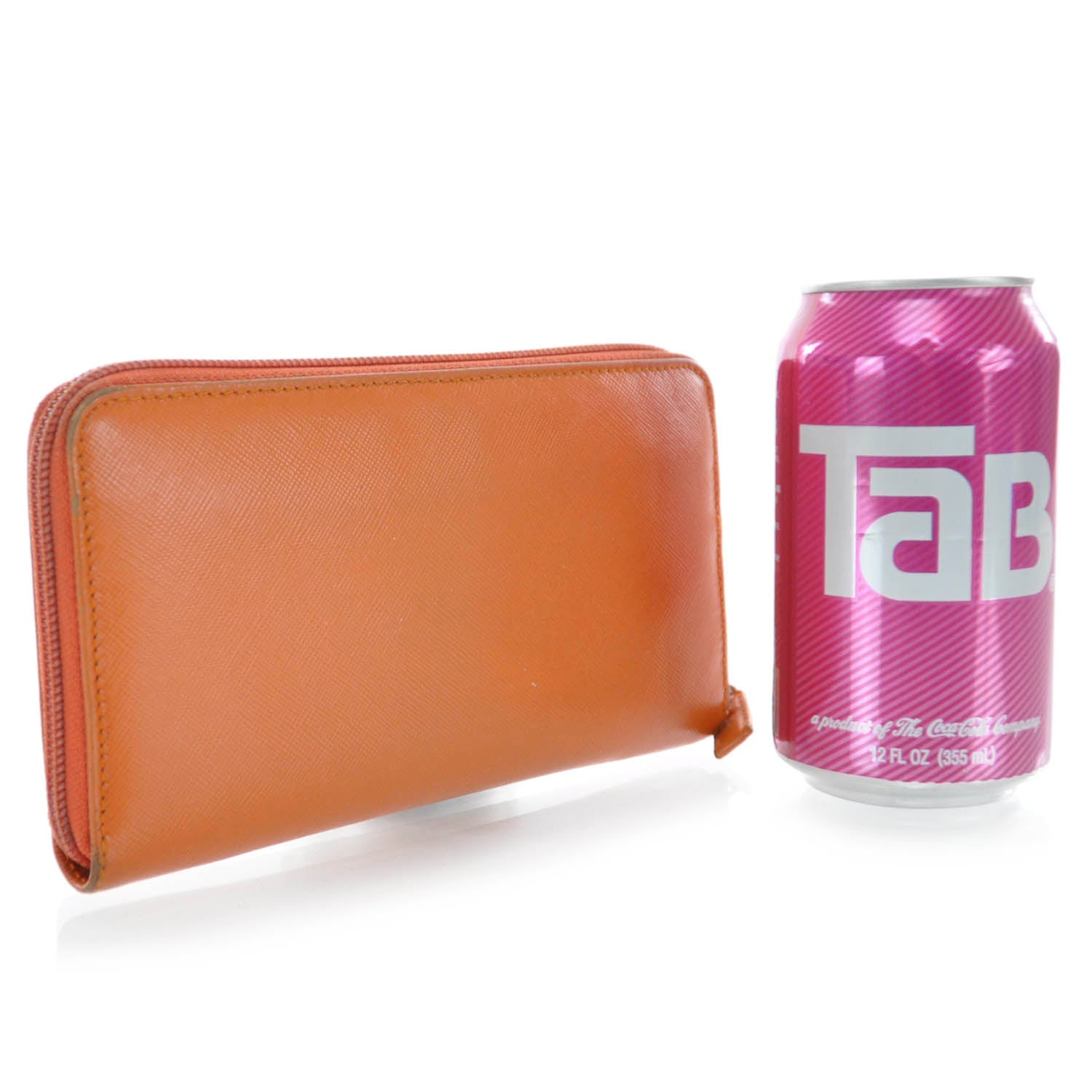 Prada Saffiano Zip Around Wallet Papaya 2 of 7