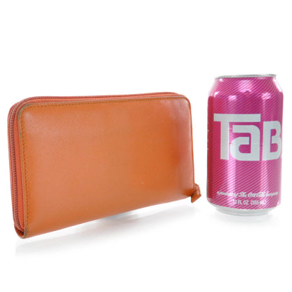Prada Saffiano Zip Around Wallet Papaya 2 of 7