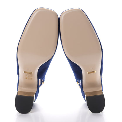 Gucci Velvet Crystal Square G Madelyn Slingbacks 40 Cobalt Blue 7 of 11