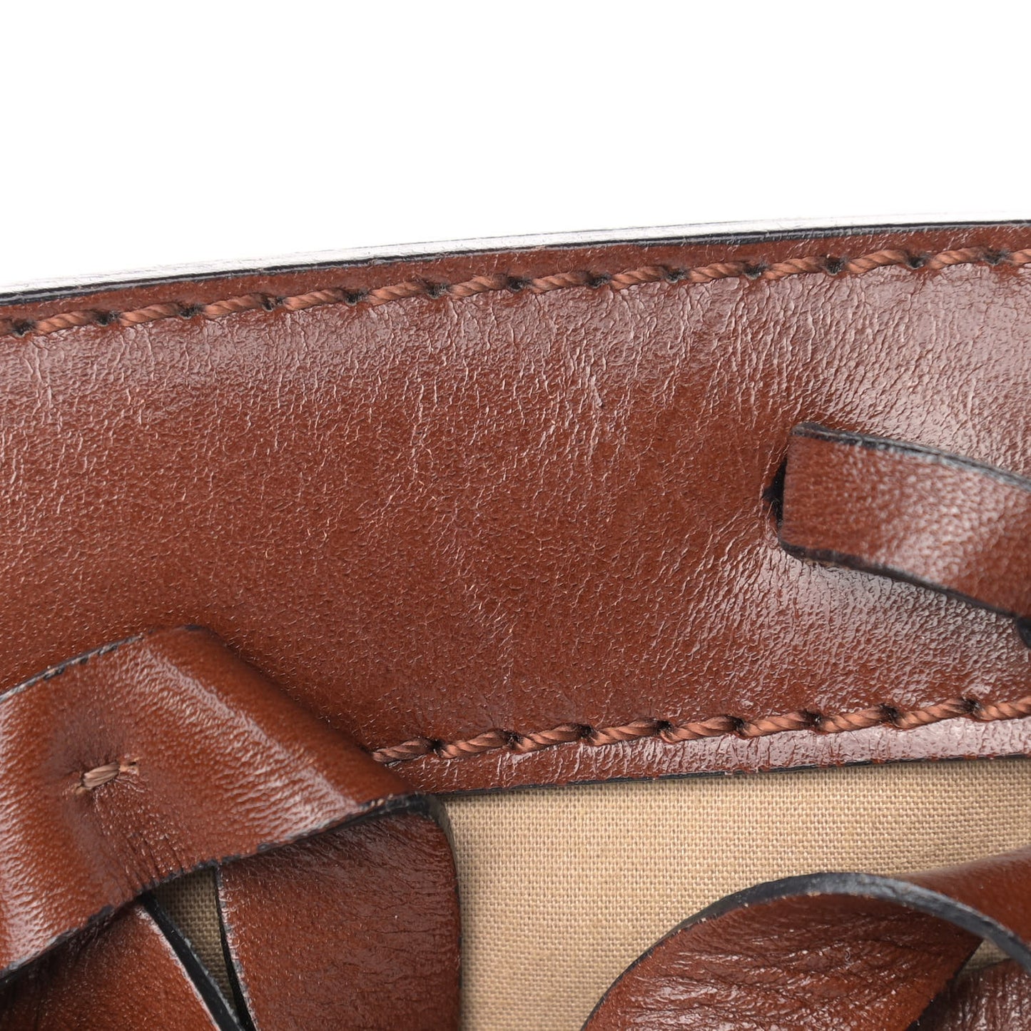 Calfskin Floral Applique Tote Brown
