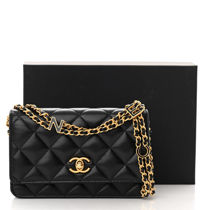 Chanel Lambskin Quilted Logo WOC Wallet On Chain Black 15 of 15