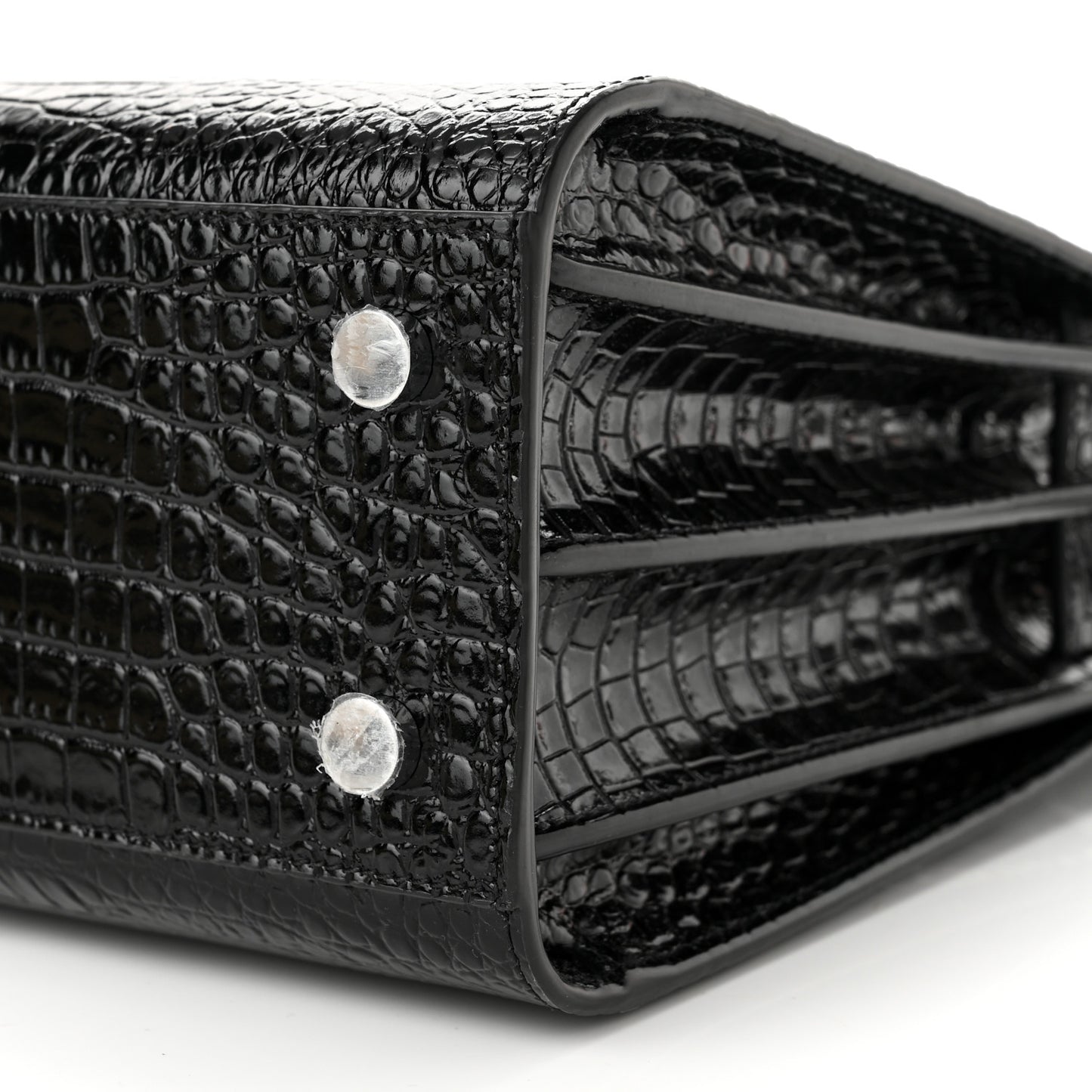 Calfskin Crocodile Embossed Small Sac de Jour Black