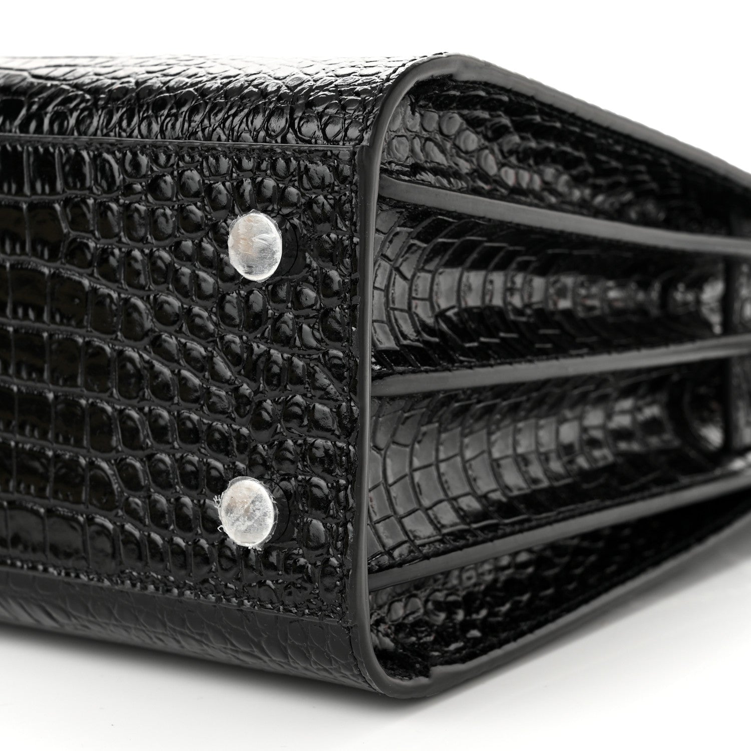 Saint Laurent Calfskin Crocodile Embossed Small Sac de Jour Black 9 of 9