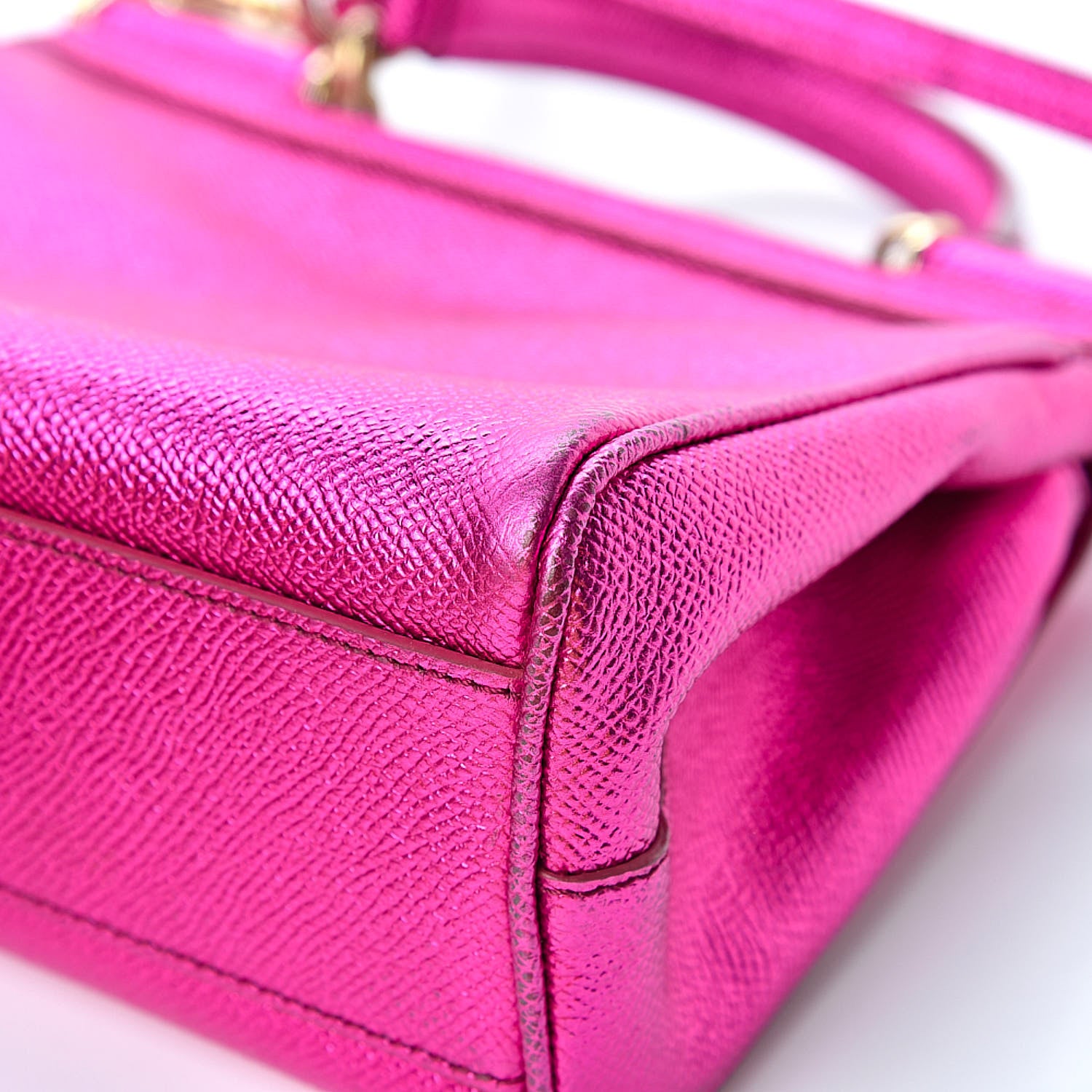 Dolce & Gabbana Metallic Dauphine Small Miss Sicily Satchel Pink 10 of 11