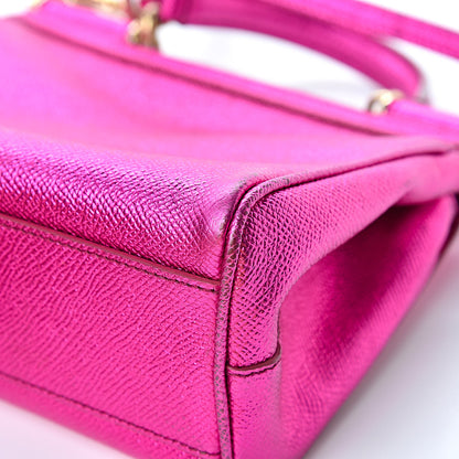 Dolce & Gabbana Metallic Dauphine Small Miss Sicily Satchel Pink 10 of 11