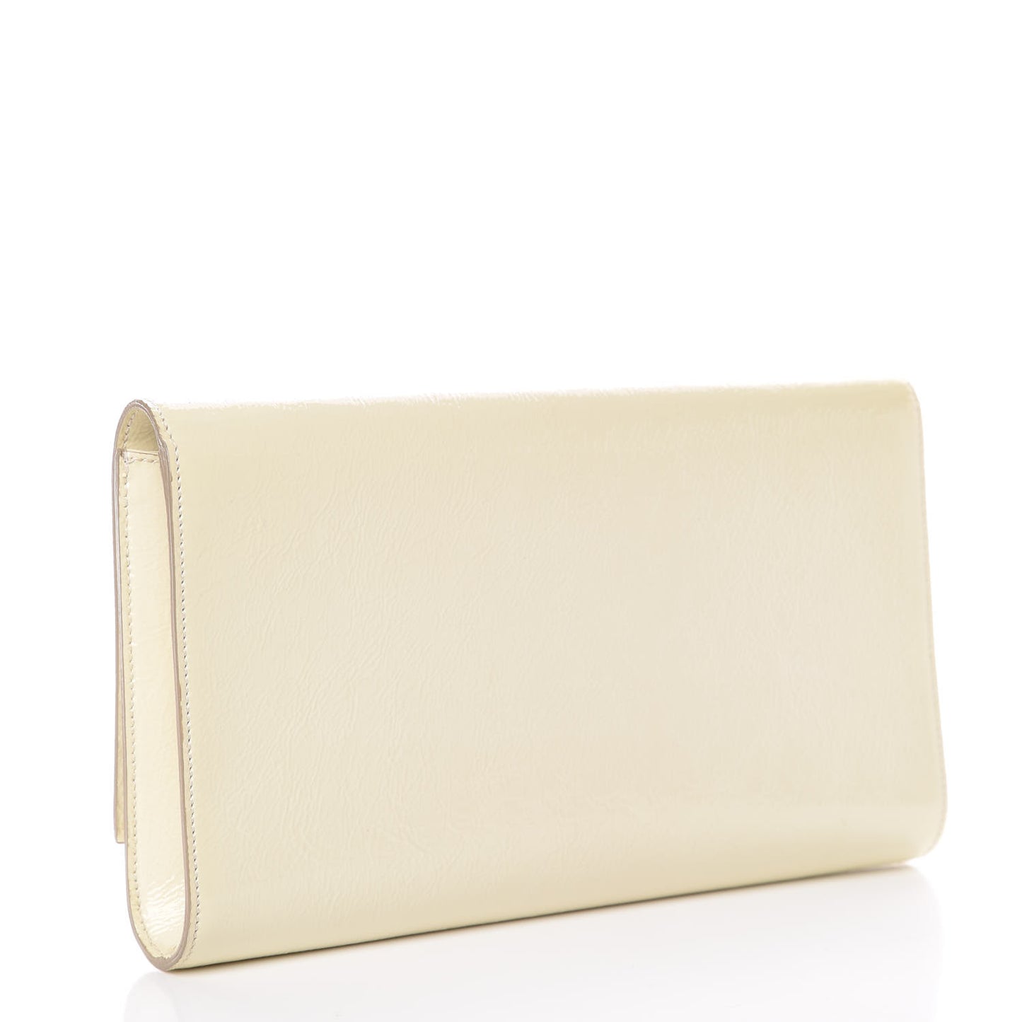 Textured Patent Calfskin Large Belle De Jour Clutch Ivory