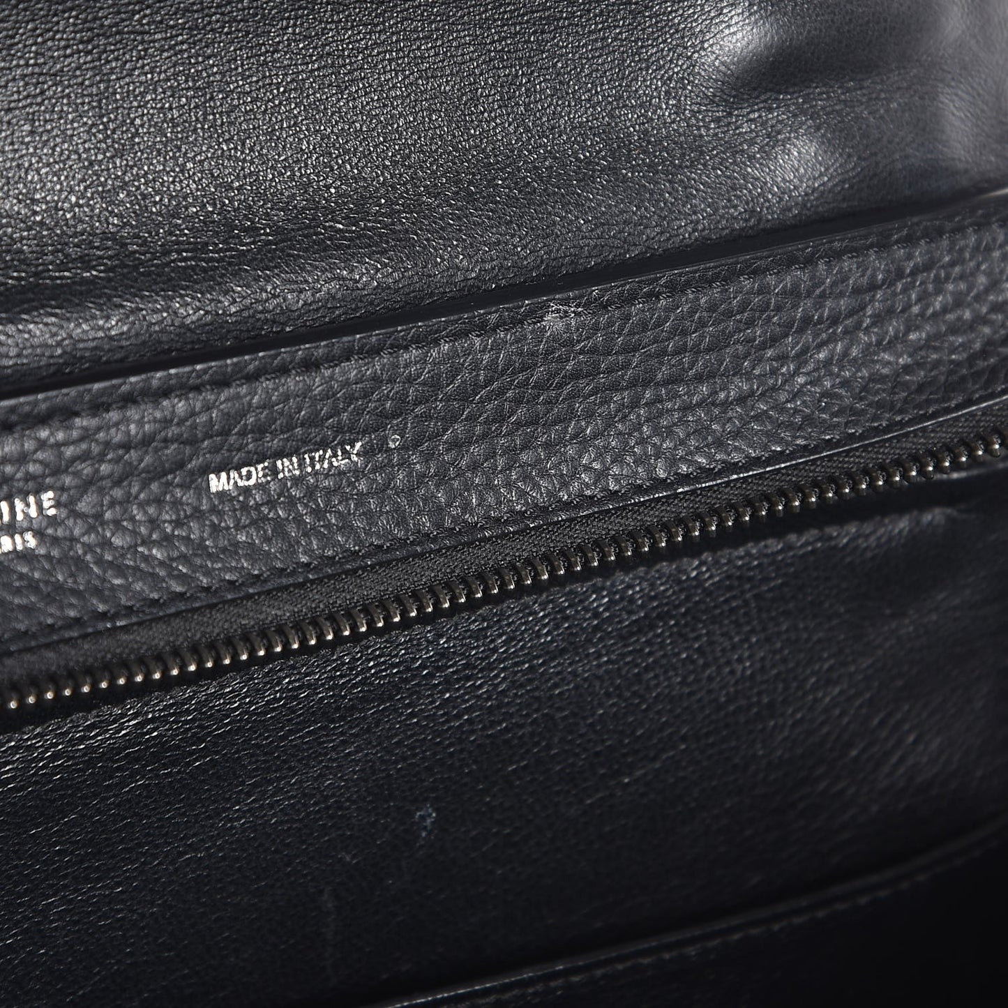 Drummed Calfskin Suede Medium Trapeze Black