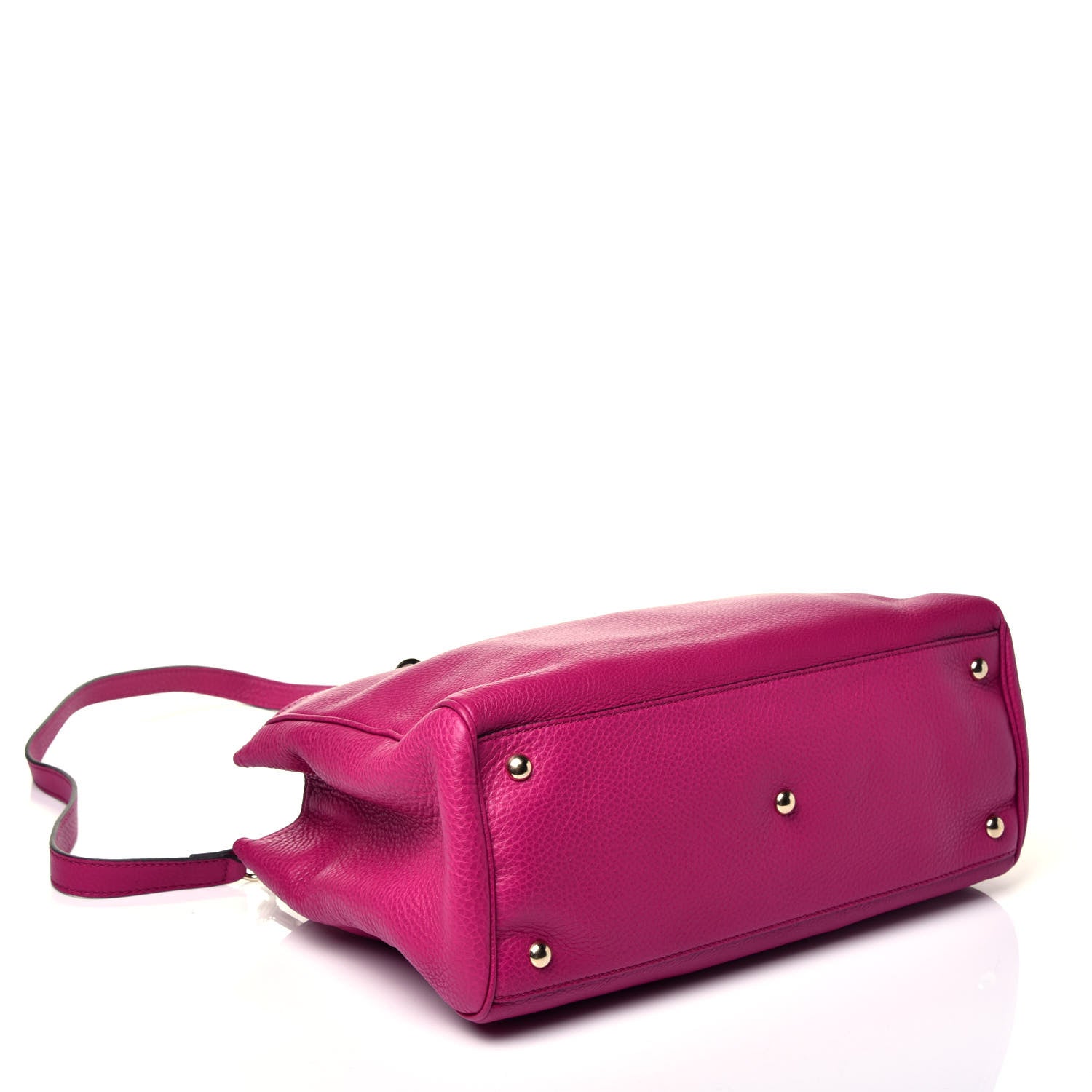 Gucci Pebbled Calfskin Medium Bamboo Shopper Tote Bright Bougainvillea 5 of 10