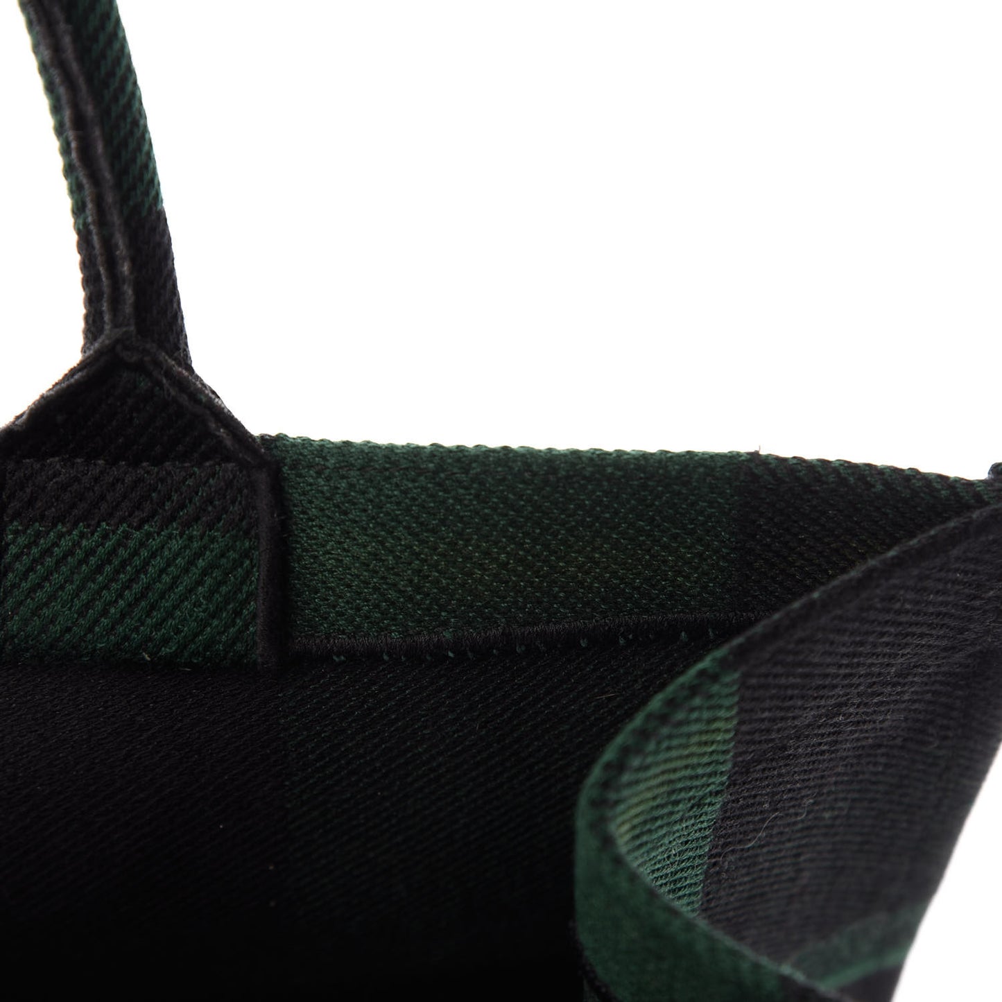 Canvas Embroidered Checkered Book Tote Black Green