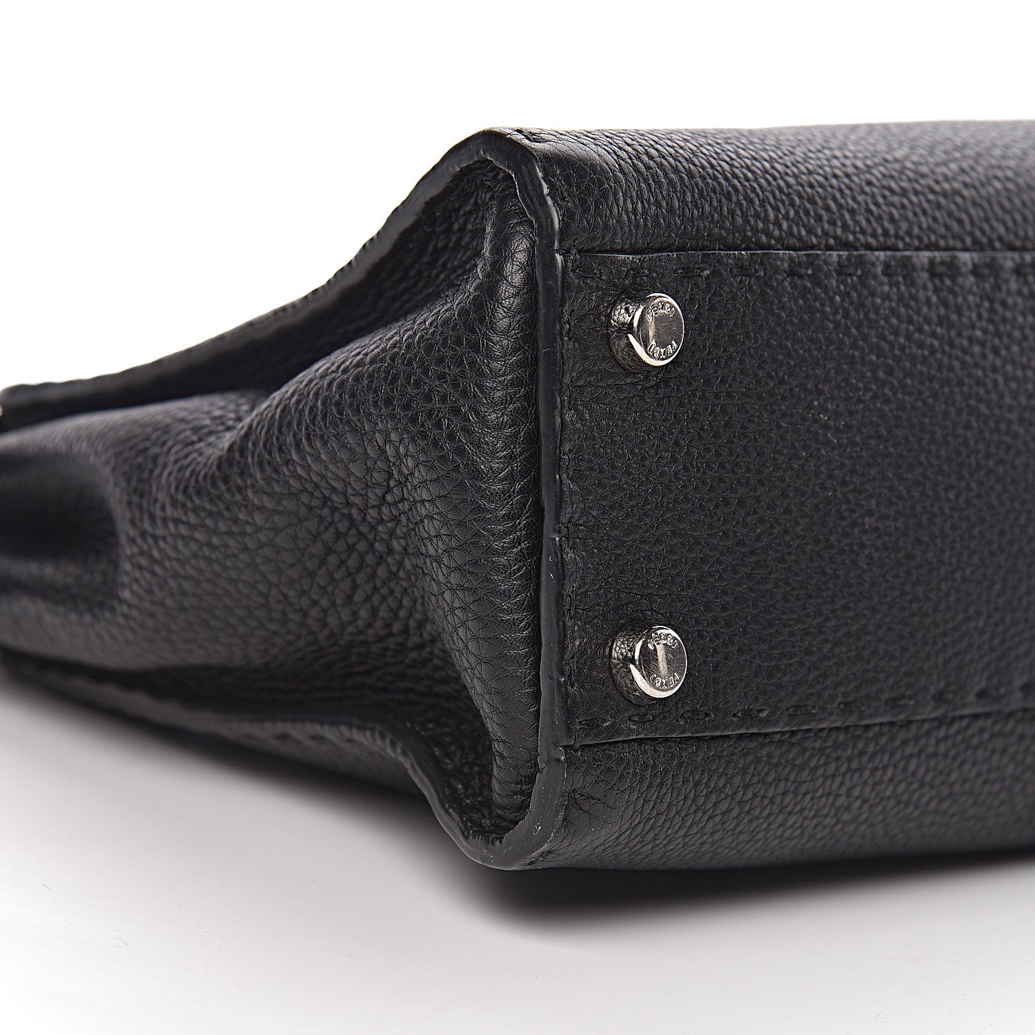 Fendi Cuoio Romano Selleria Bi-Color Medium Peekaboo Iconic Satchel Black Mou 13 of 15