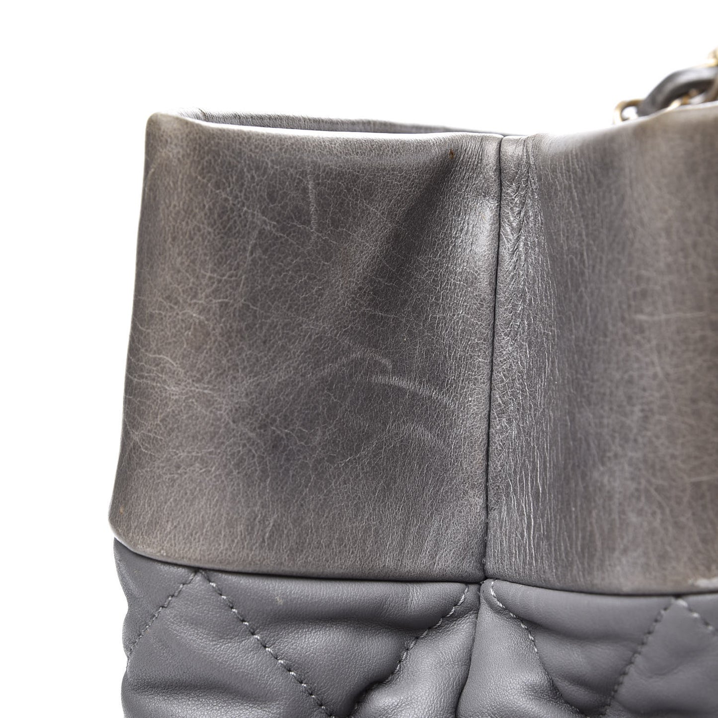 Calfskin Quilted Large Soft Elegance Tote Grey