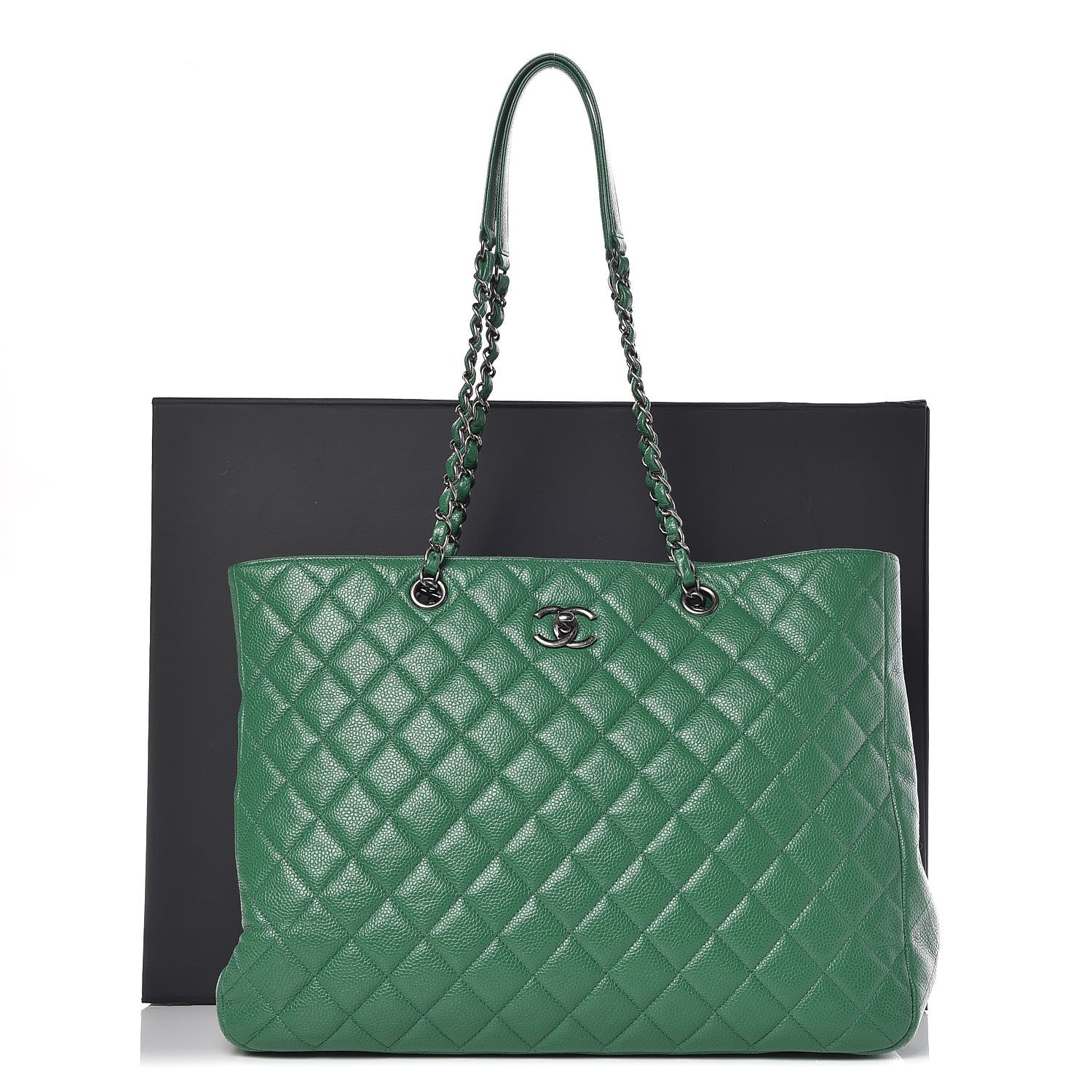 Chanel Caviar Quilted Timeless Tote Green 12 of 14