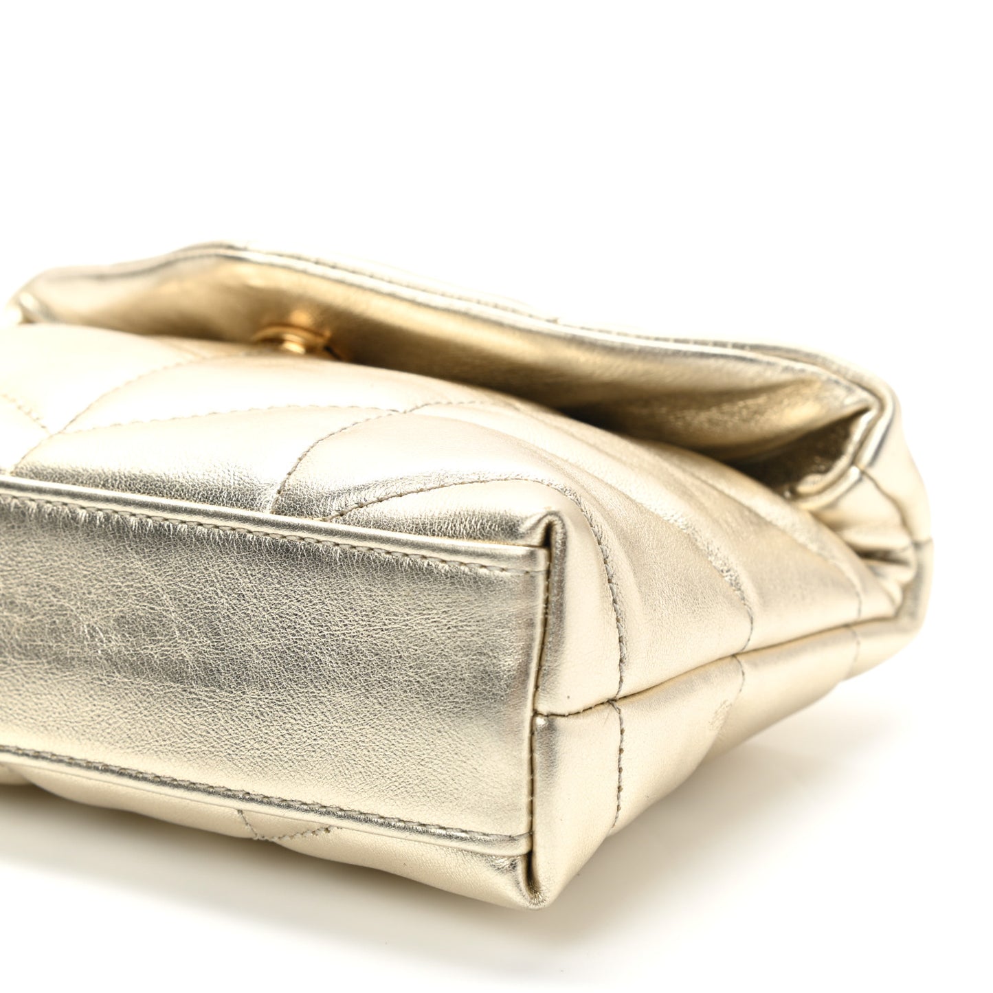 Metallic Lambskin Monogram Loulou Puffer Pouch Clutch Gold