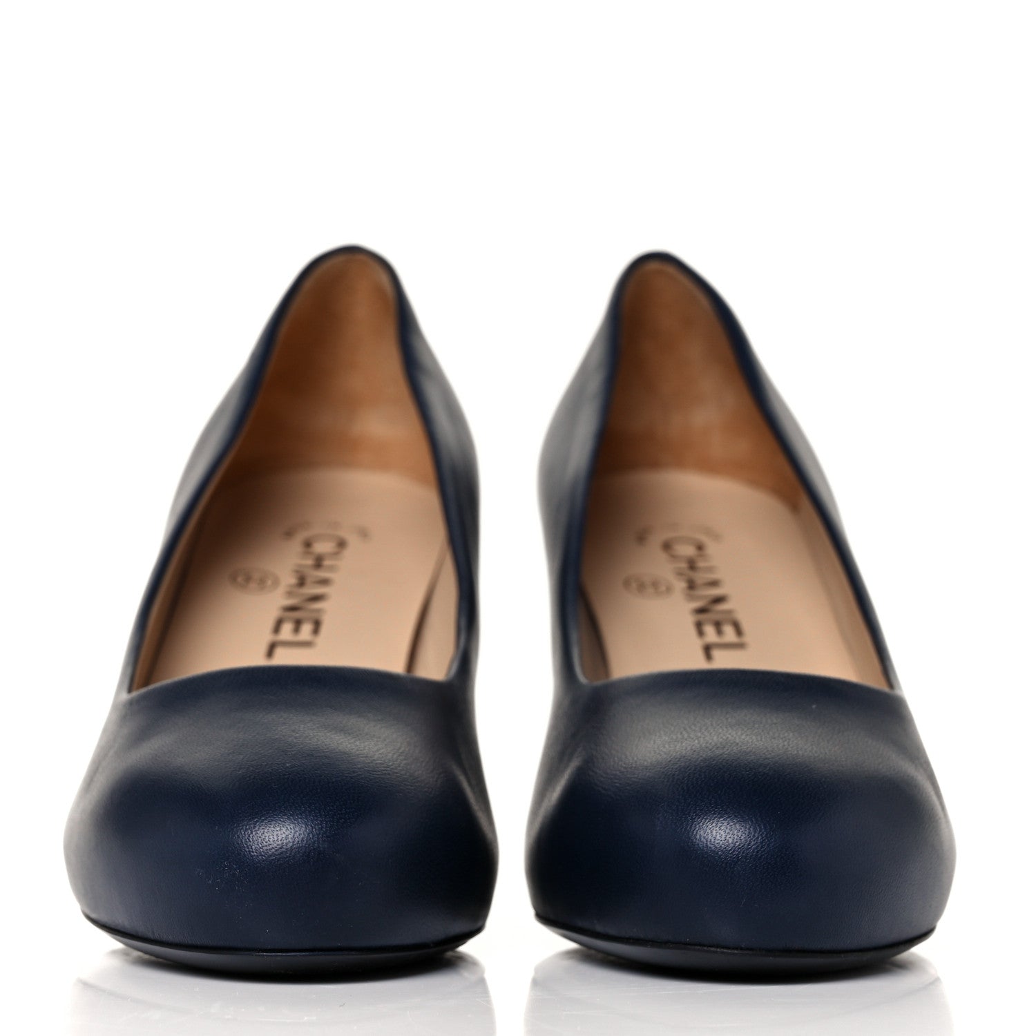 Chanel Lambskin CC Pumps 37 Navy 2 of 8