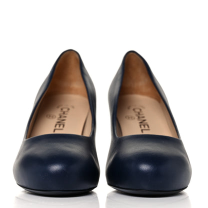 Chanel Lambskin CC Pumps 37 Navy 2 of 8