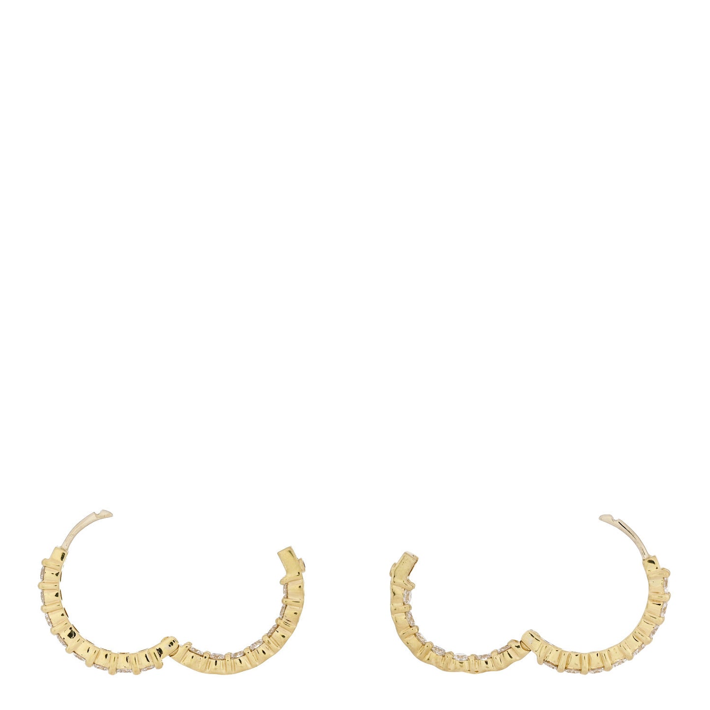18K Yellow Gold Diamond 2.12ctw Inside Out Hoop Earrings