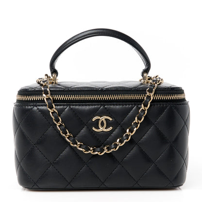 Chanel Lambskin Quilted Small Top Handle Vanity Case With Chain Black 1 of 13