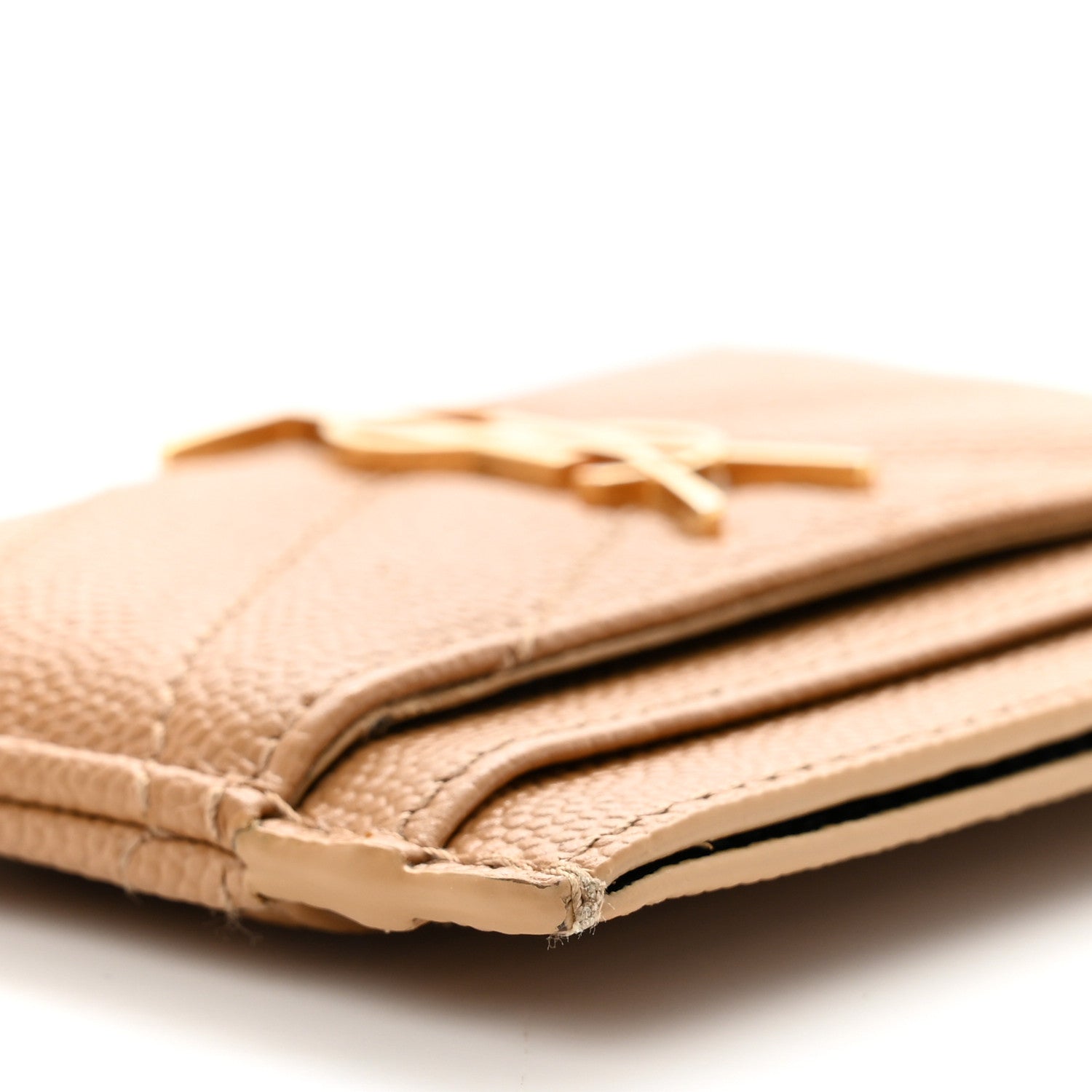 Saint Laurent Grain De Poudre Matelasse Chevron Monogram Credit Card Case Cork 8 of 8