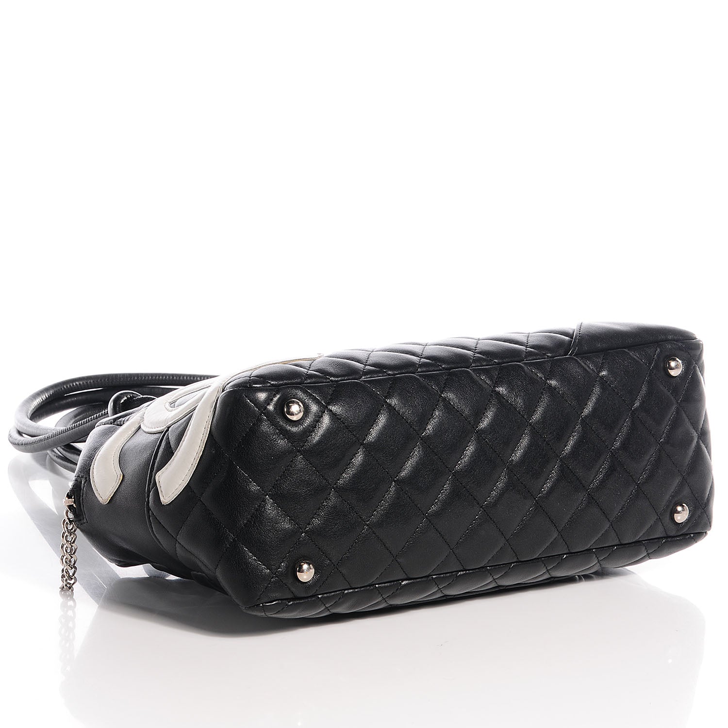 Chanel Calfskin Quilted Large Cambon Bowler Black White 4 of 8