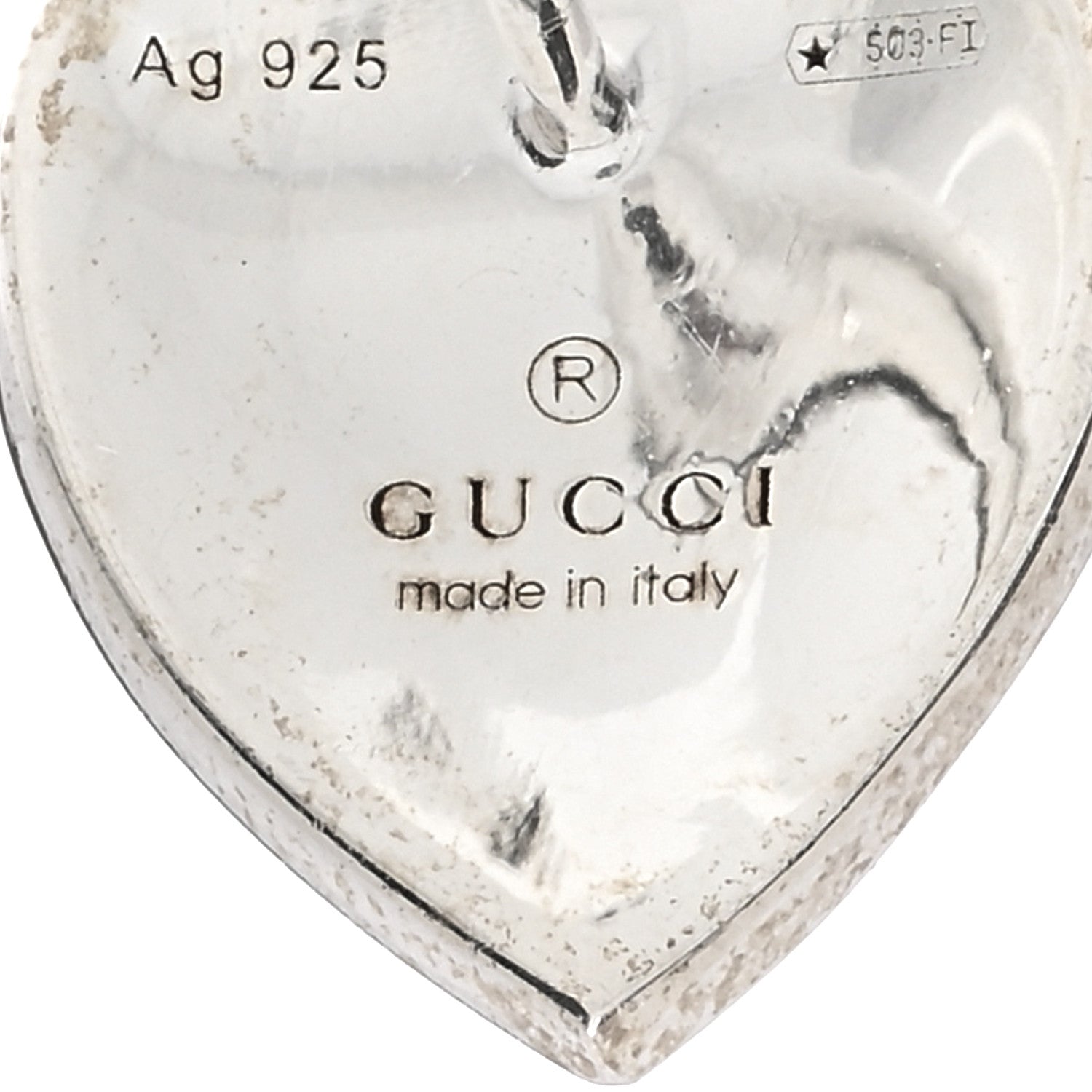 Gucci Sterling Silver Enamel Interlocking G Heart Stud Earrings Blue 4 of 4