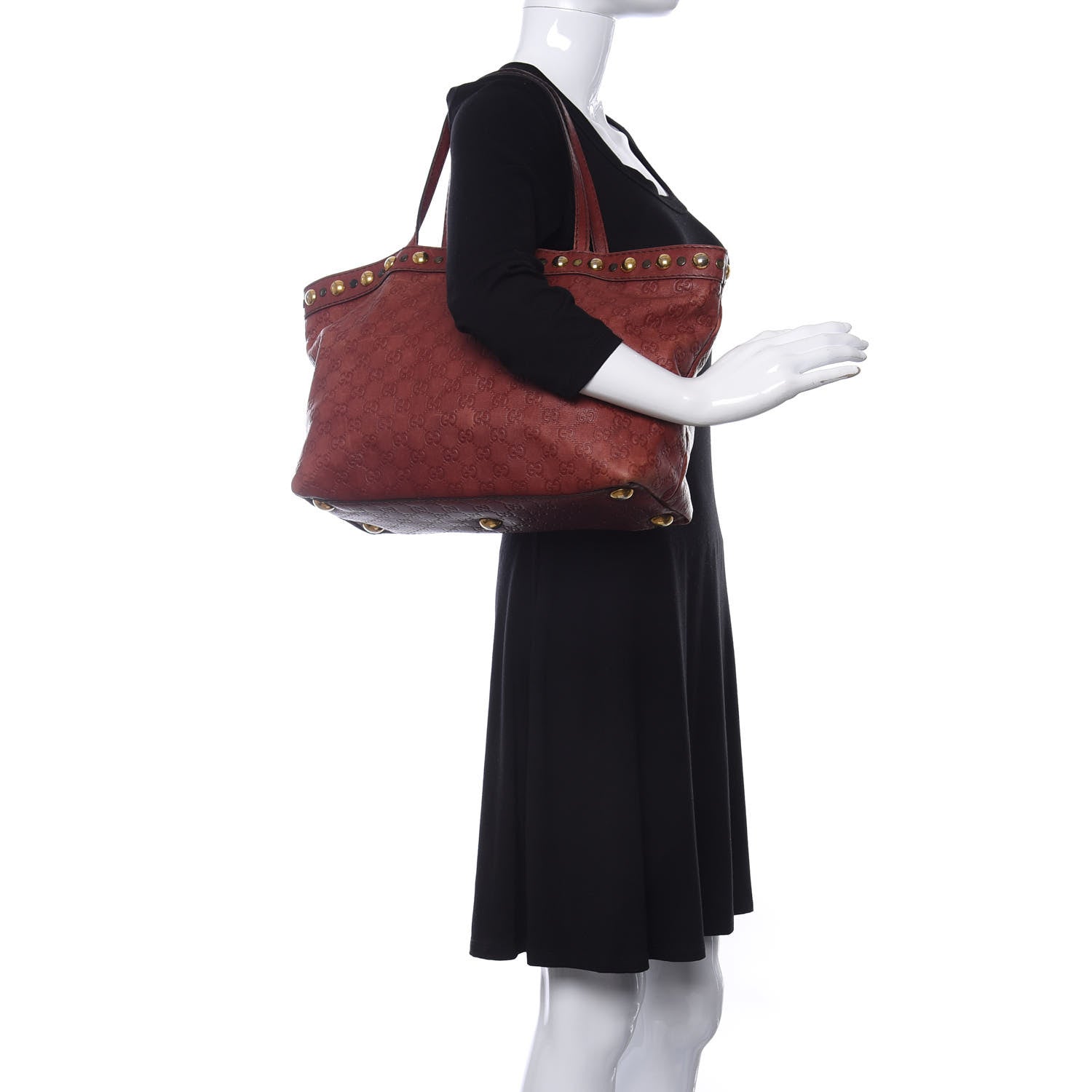Gucci Guccissima Medium Babouska Shopping Tote Red 3 of 10