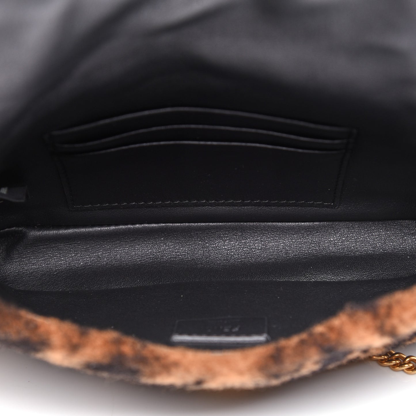 Shearling Vitello Dolce Macro FF 1974 Mini Baguette Tobacco Black