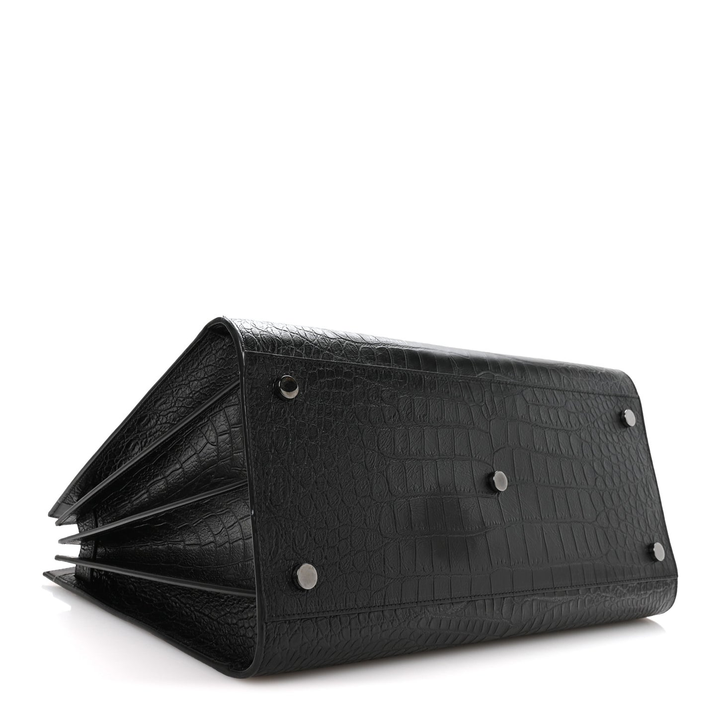 Calfskin Crocodile Embossed Large Sac De Jour Carryall Black