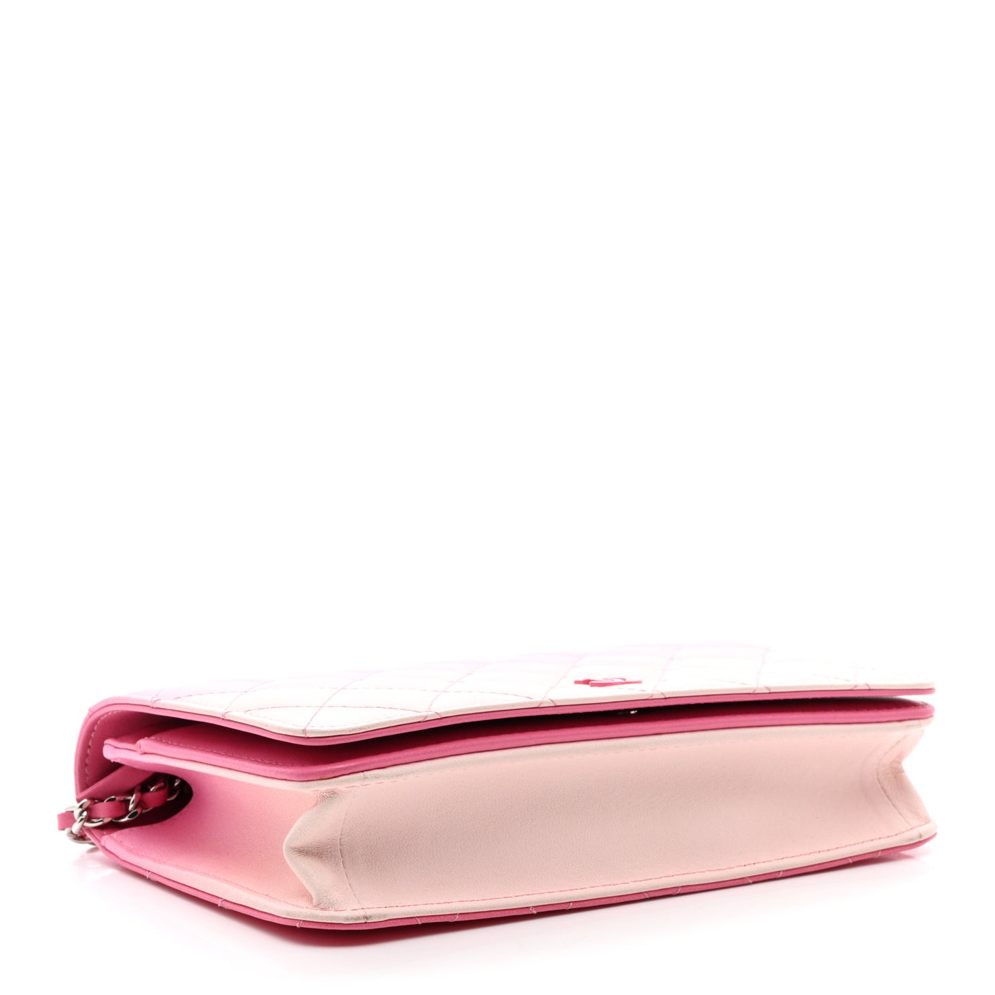 Faded Lambskin Quilted Zephyr Wallet on Chain WOC Dark Pink