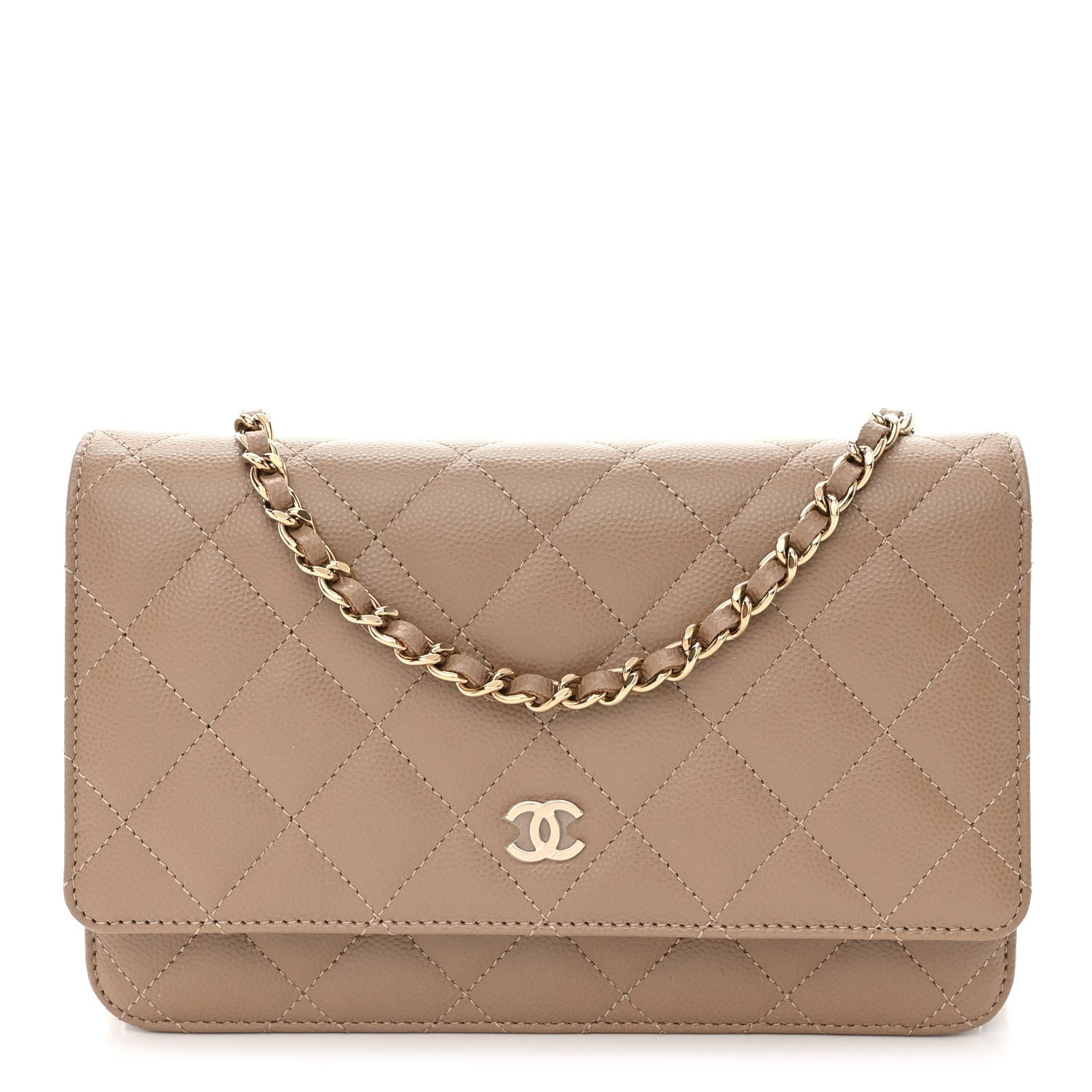 Chanel Caviar Quilted Wallet on Chain WOC Dark Beige 1 of 14