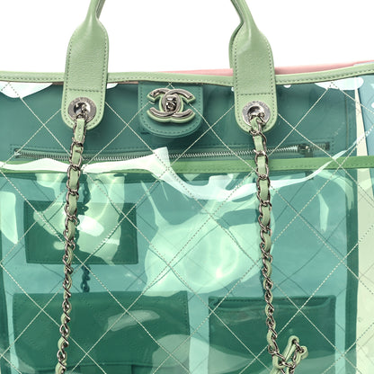 Chanel Lambskin PVC Quilted Large Coco Splash Shopping Bag Blue Green 8 of 11