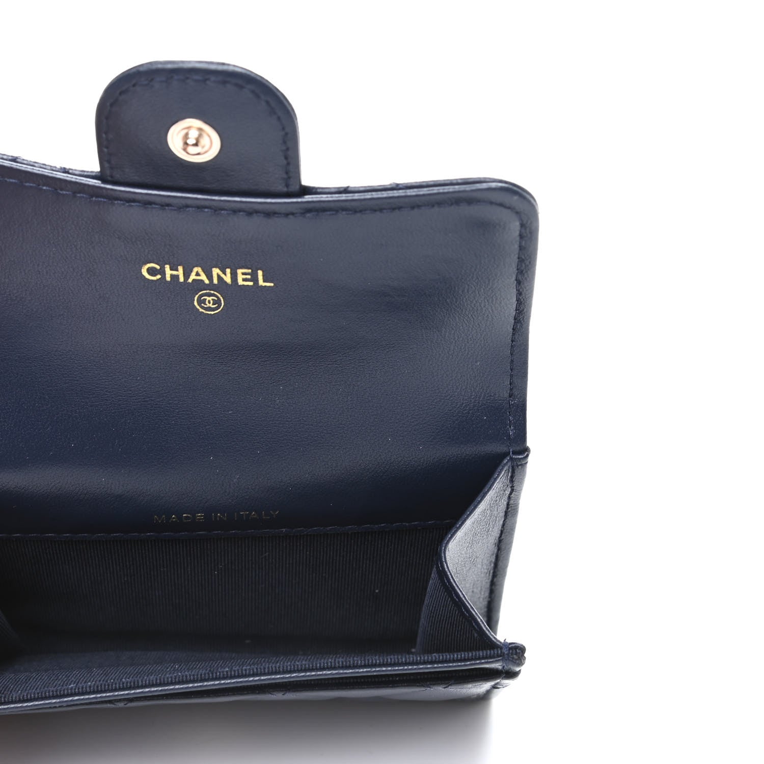 Chanel Lambskin Quilted Flap Card Holder Wallet Navy 5 of 9