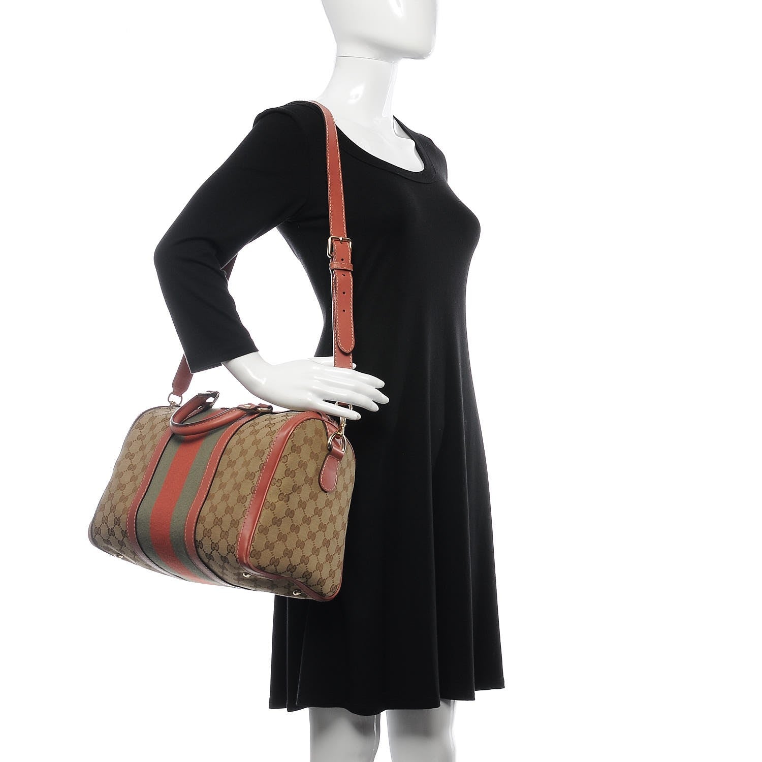 Gucci Monogram Medium Vintage Web Boston Pink 3 of 25