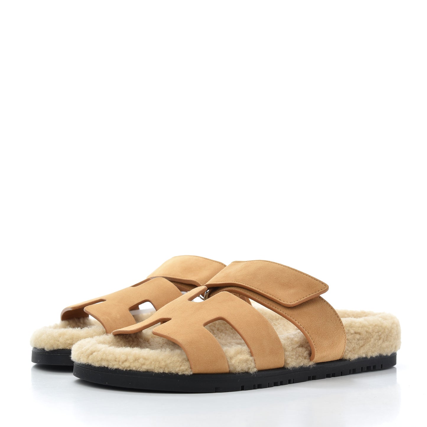 Suede Goatskin Woolskin Womens Chypre Sandals 37 Golden Beige