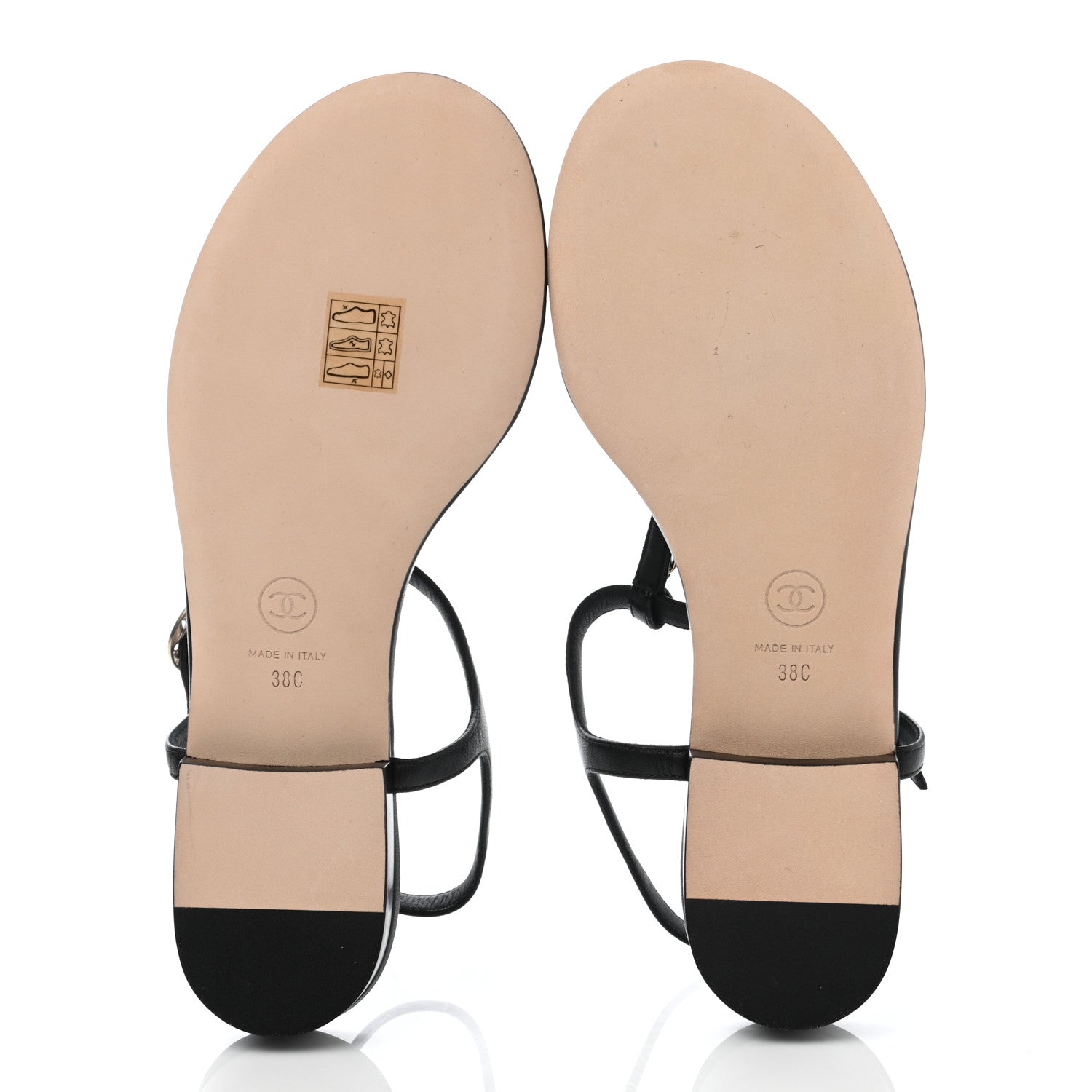 Chanel Lambskin Chain CC Logo Thong Sandals 38 Black 6 of 7