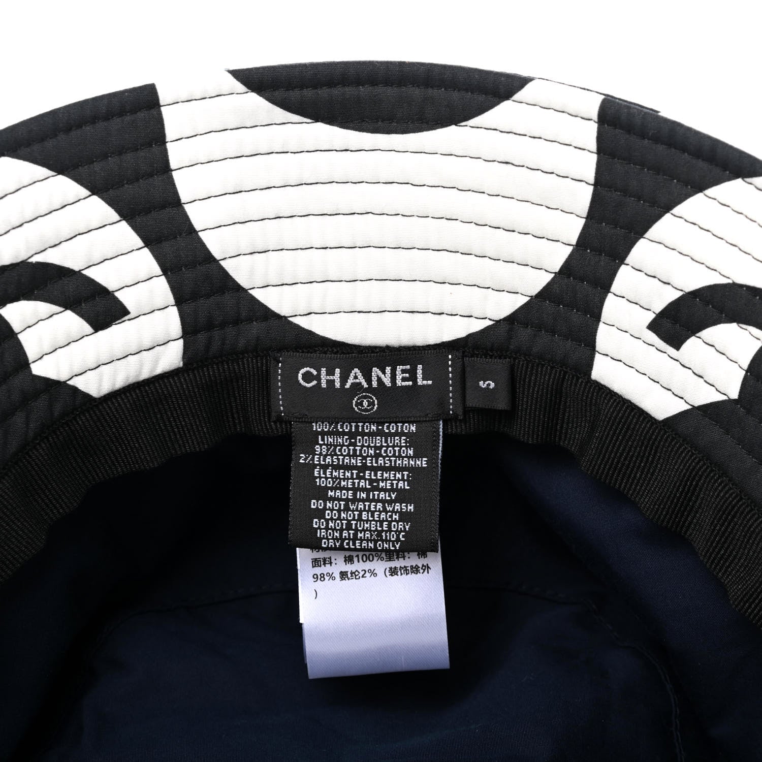 Chanel Canvas Bucket Hat S Black White 4 of 4