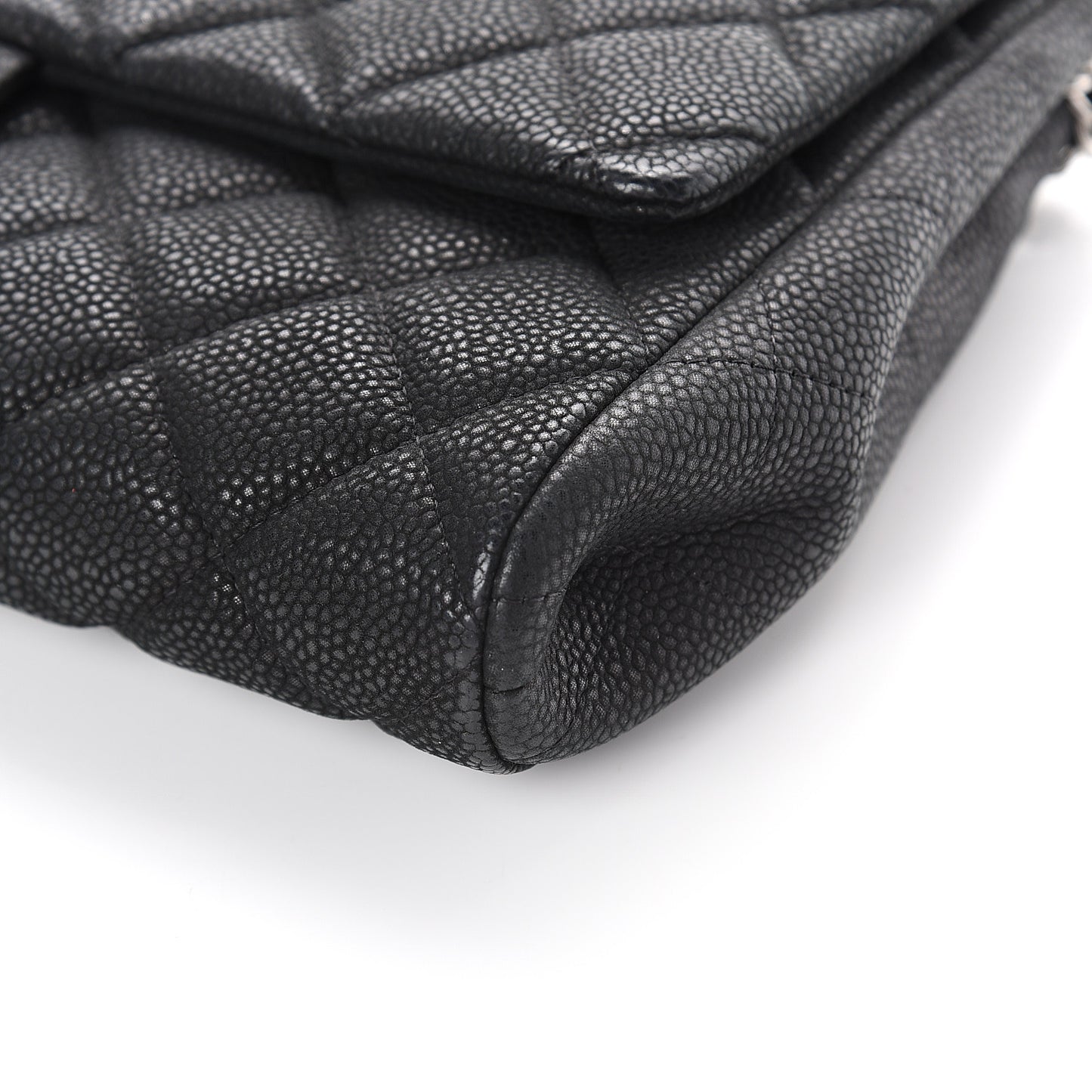 Caviar Quilted Clutch With Chain Flap Black