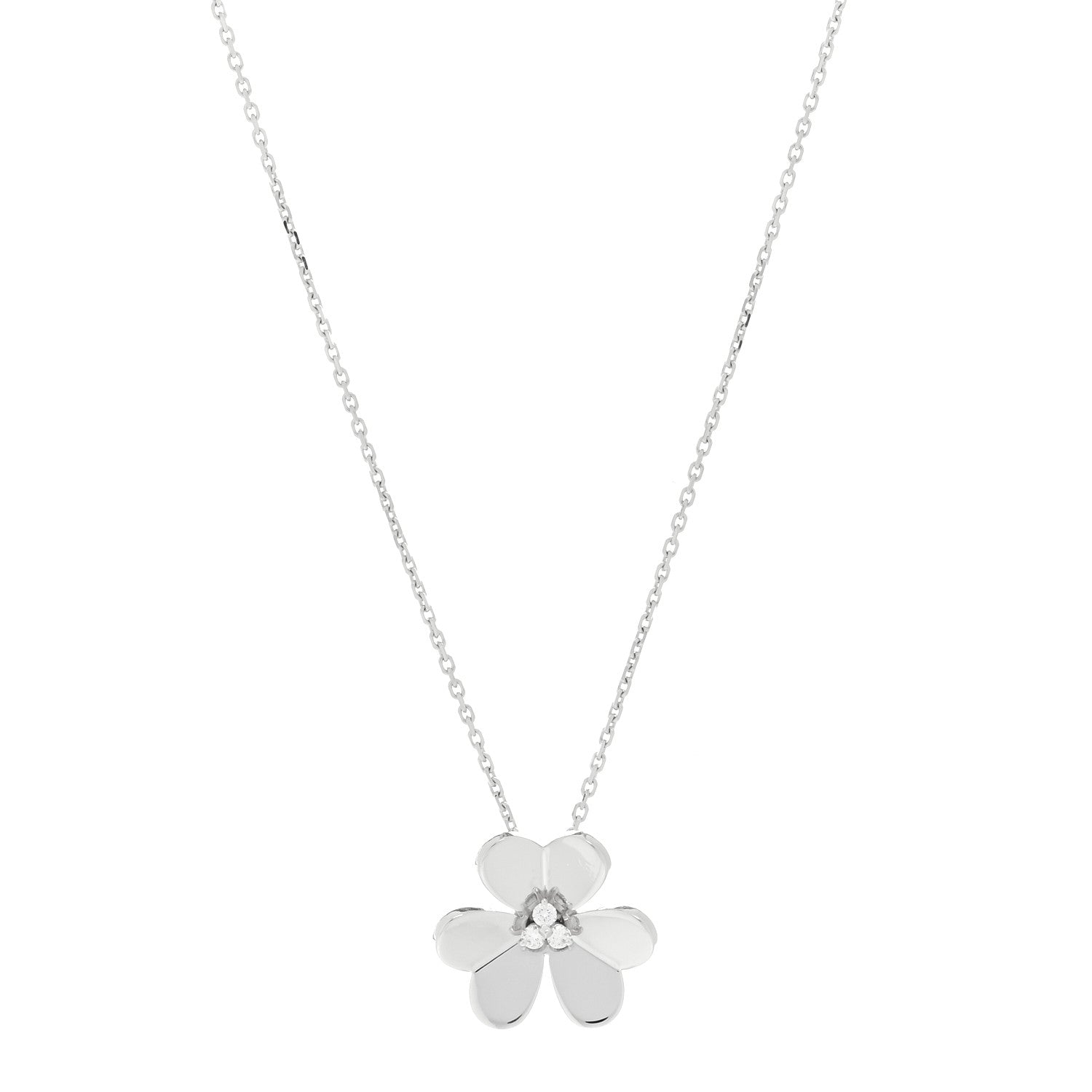 Van Cleef & Arpels 18K White Gold Diamond Large Frivole Pendant Necklace 1 of 3