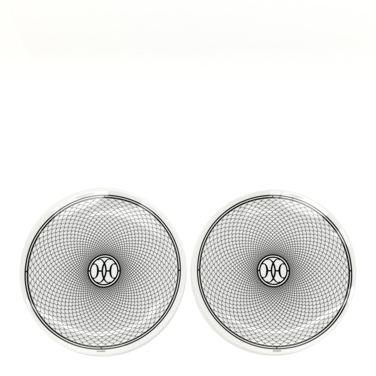 Porcelain H Deco Bread And Butter Plates Set of 2 Black White