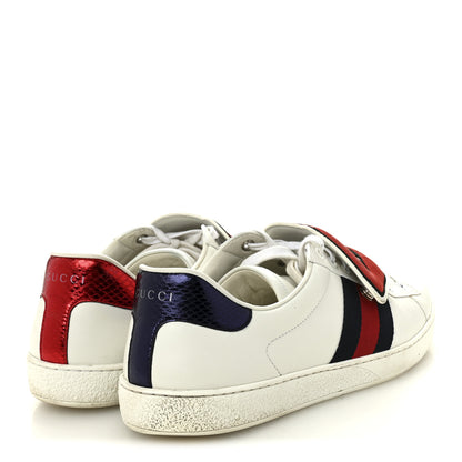 Gucci Calfskin Ayers Web Blind for Love Embroidered Mens Ace Sneakers 10 White 5 of 9