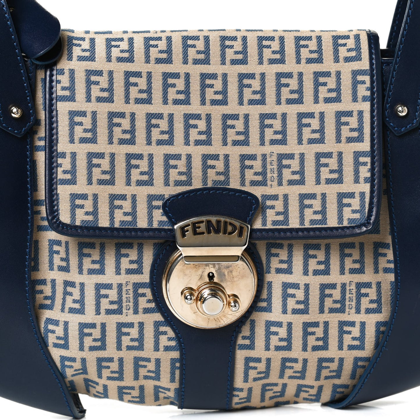 Zucchino Cuoio Ingrassato Shoulder Bag Beige Blue