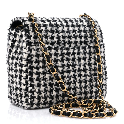 Chanel Tweed Houndstooth Mini Square Flap Black White 3 of 9