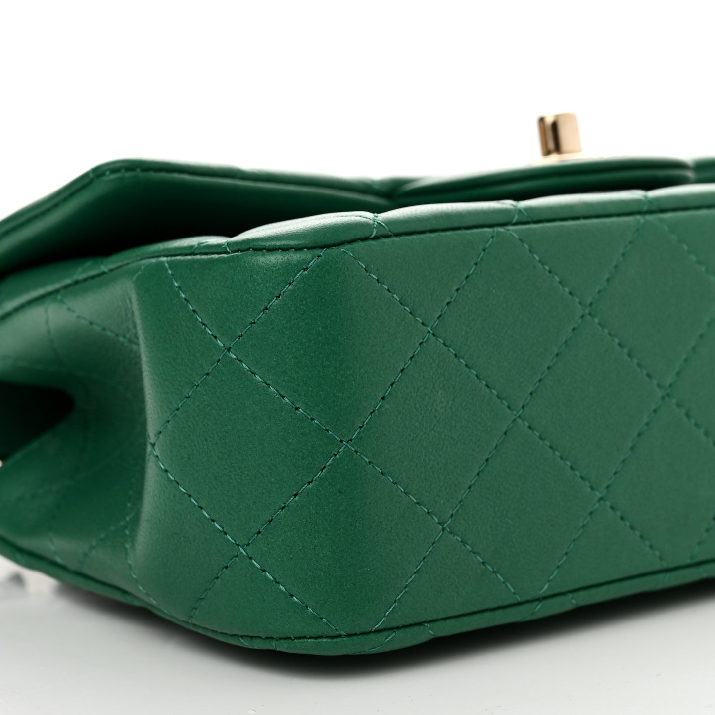 Lambskin Quilted Mini Top Handle Rectangular Flap Green