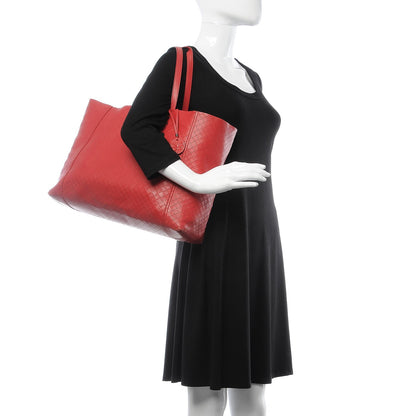 Bottega Veneta Calfskin Intrecciomirage Tote Red 2 of 10