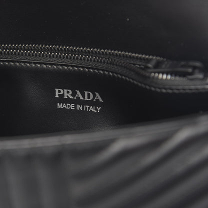 Prada Soft Calf Impunture Diagramme Flap Black 6 of 9