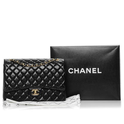 Chanel Lambskin Quilted Maxi Double Flap Black 8 of 8
