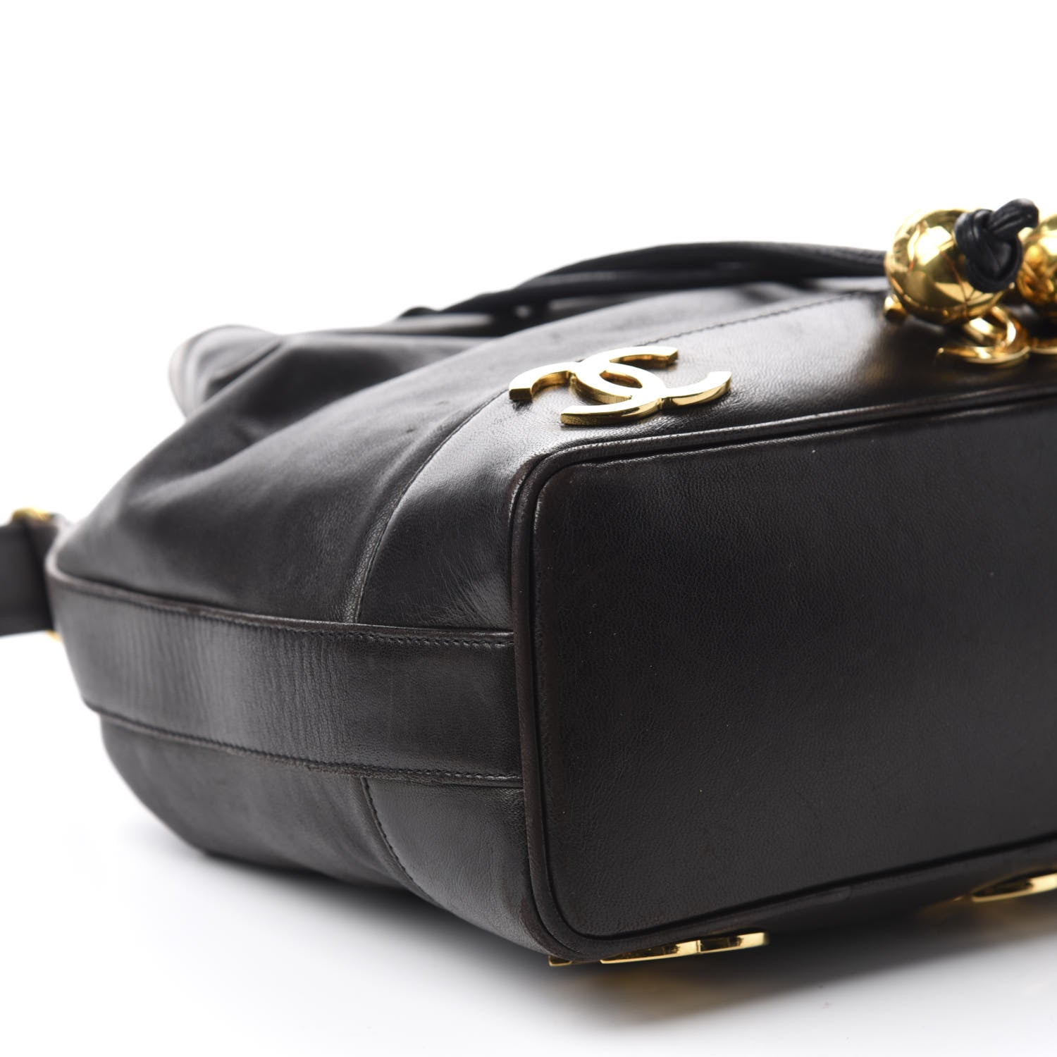 Chanel Lambskin Drawstring Bucket Bag Black 8 of 13