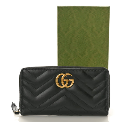 Gucci Calfskin Matelasse GG Marmont Zip Around Wallet Black 9 of 9