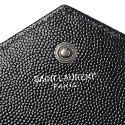 Saint Laurent Grain De Poudre Matelasse Chevron Monogram Chain Wallet Black 7 of 8