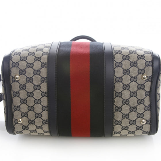 Monogram Selleria Calfskin Vintage Web Medium Boston Beige Blue