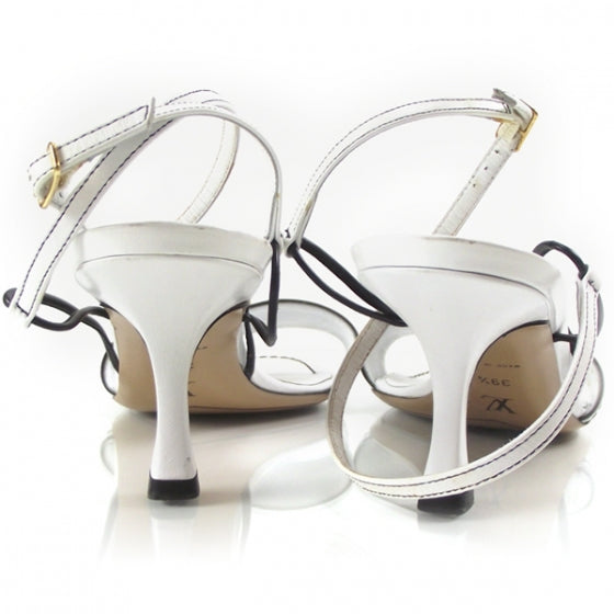 White Fleur Leather Heels 39.5